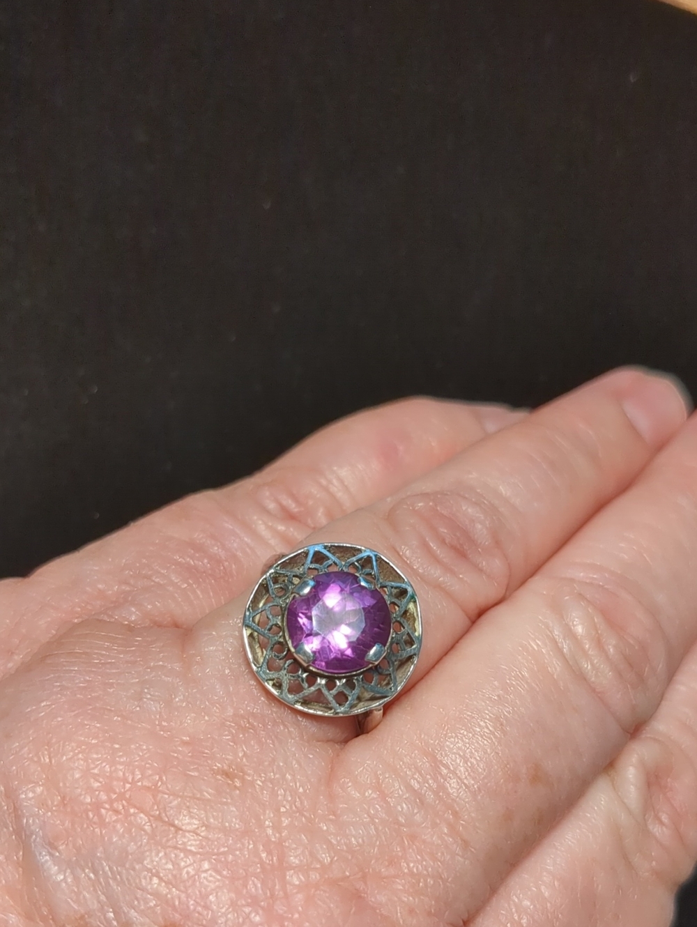 Sterling Filigree & Amethyst Ring